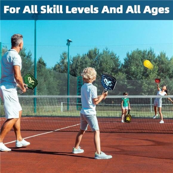 Pickleball Paddles, USAPA Approved Pickleball Paddle Set of 4, Fiberglass - Picture 6 of 7